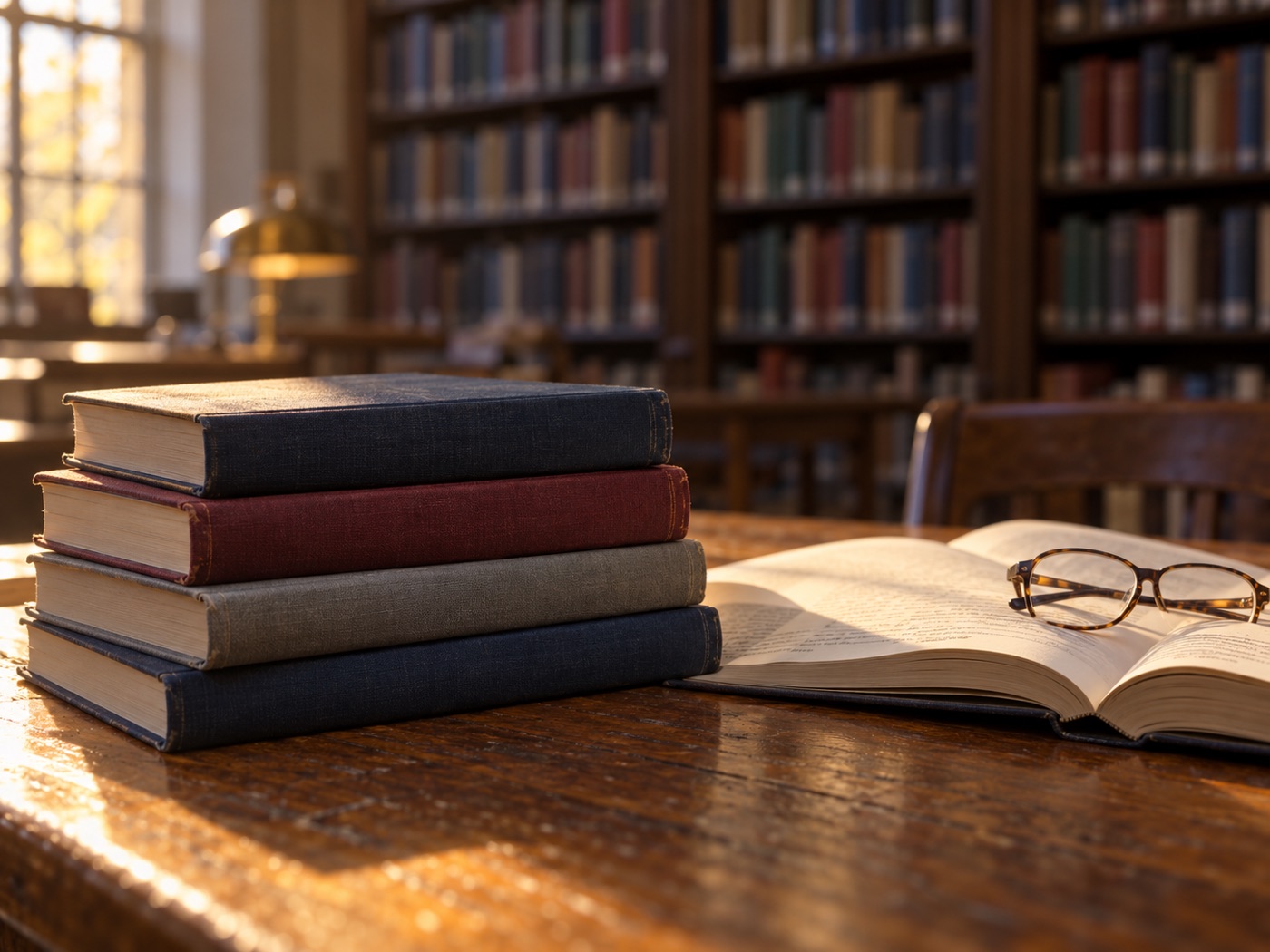 A stack of bound dissertations on a desk